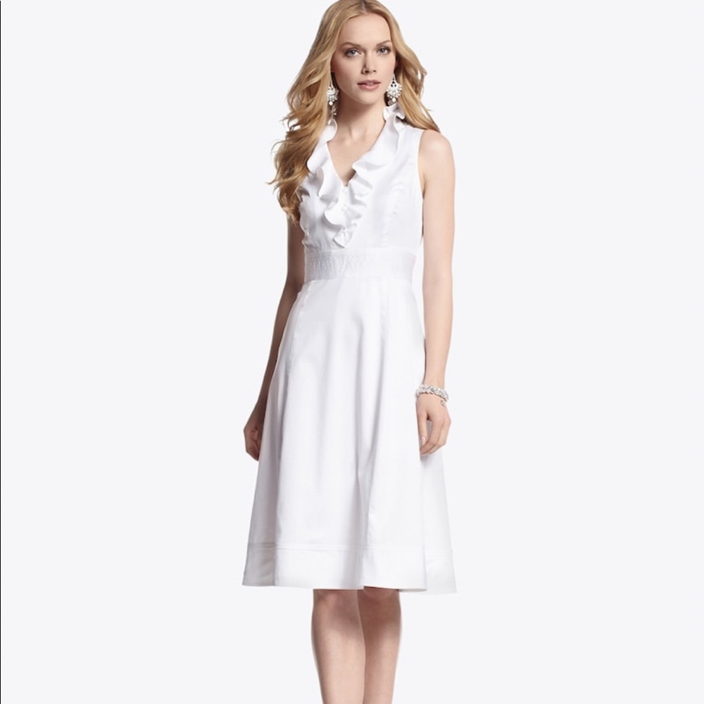 White House black market ruffled collared dress